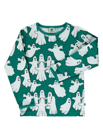 Småfolk Longsleeve "Gespenster" in Grün/ Weiß