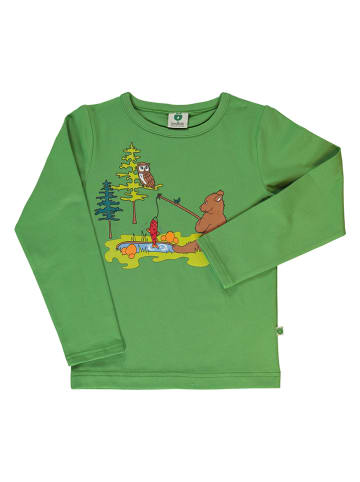 Småfolk Longsleeve "Fischender Bär" in Grün