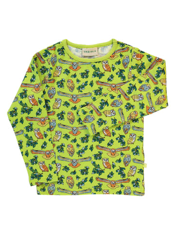 Småfolk Longsleeve "Uilen" lichtgroen/meerkleurig