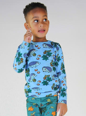 Småfolk Longsleeve "Igel" in Hellblau/ Bunt