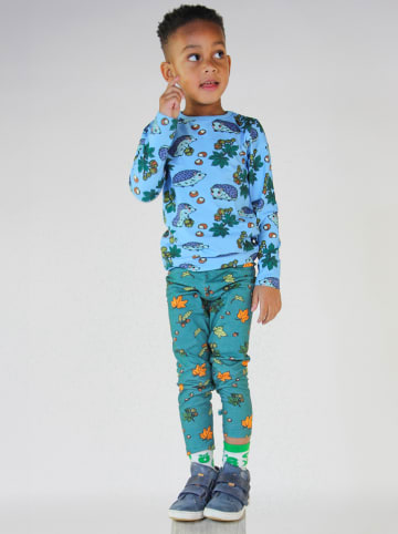 Småfolk Legginsy "Autumn" w kolorze niebieskim ze wzorem