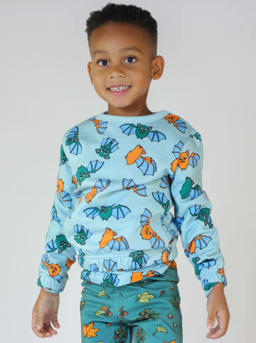 Småfolk Sweatshirt "Fledermaus" in Hellblau/ Bunt