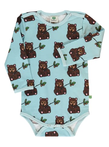 Småfolk Romper "Beren" lichtblauw/bruin
