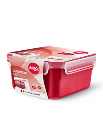 Emsa Mikrowellendosen "Clip & Micro" in Rot - 1,3 l