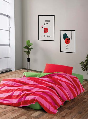 Colourful Cotton Renforcé-Bettwäsche-Set "Cherie" in Pink/ Grün