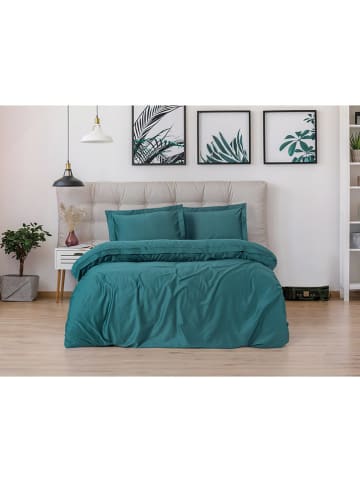 Colourful Cotton Satijnen beddengoedset "Elegant" petrol