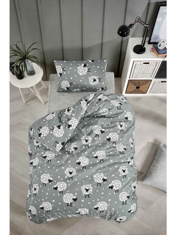 Colourful Cotton Beddengoedset "Lamb" lichtgrijs/wit/zwart