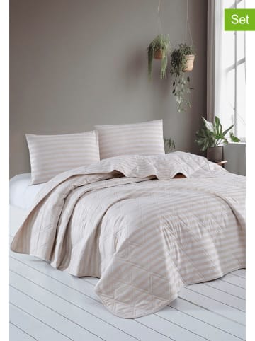 Colourful Cotton 3tlg. Tagesdecken-Set in Beige