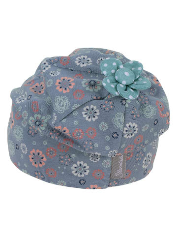 Sterntaler Czapka beanie "Flowers" w kolorze niebieskim