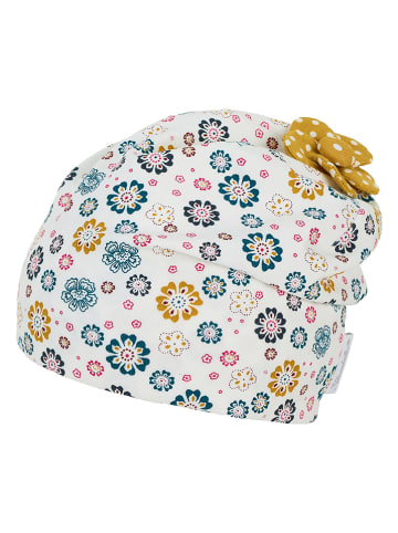 Sterntaler Beanie "Blume" in Weiß/ Gelb/ Blau