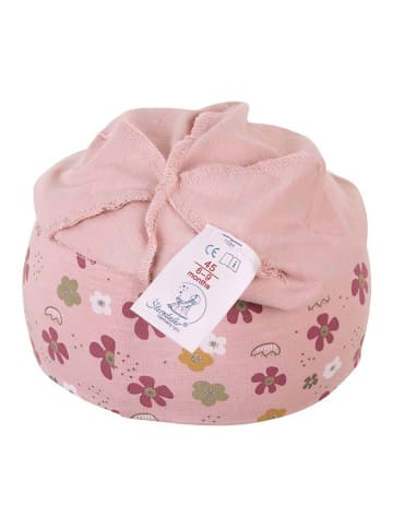 Sterntaler Czapka beanie "Flowers" w kolorze jasnoróżowym