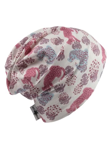 Sterntaler Beanie "Leopard" in Creme/ Pink