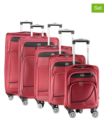Geographical Norway 5-delige softcase-trolleyset "Show" rood