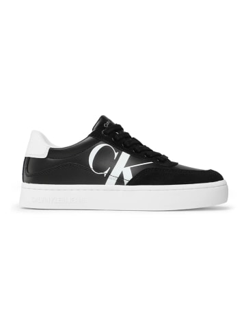 CALVIN KLEIN JEANS Leder-Sneakers in Schwarz/ Weiß