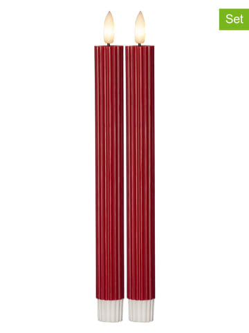 STAR Trading 2er-Set: LED-Wachskerze "Flamme Stripe" in Rot - (H)25 cm