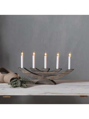 STAR Trading Vensterlamp "Navida" bruin/wit - (B)42 x (H)24 cm