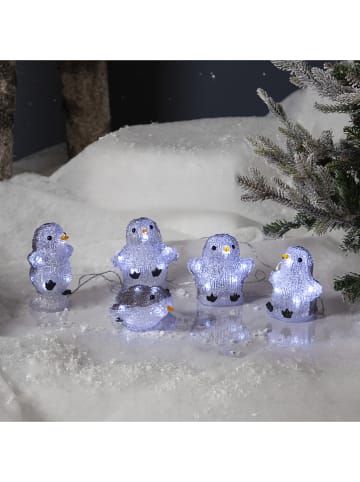 STAR Trading 5-delige set: decoratieve ledfiguren "Crystalo" wit/zwart - (L)130 cm