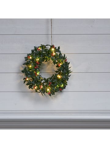 STAR Trading Wieniec LED "Holly" w kolorze zielonym - Ø 30 cm