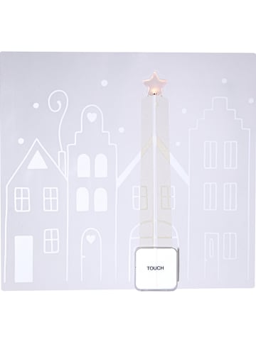 STAR Trading LED-Fensterdekoration "Windo" in Weiß/ Transparent - (B)22,5 x (H)21 cm