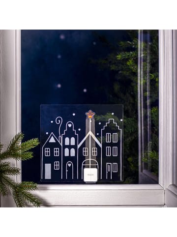 STAR Trading Ledvensterdecoratie "Windo" wit/transparant - (B)22,5 x (H)21 cm