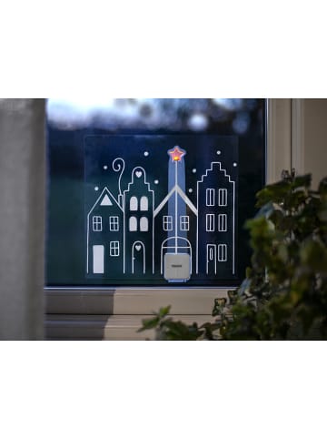 STAR Trading Ledvensterdecoratie "Windo" wit/transparant - (B)22,5 x (H)21 cm