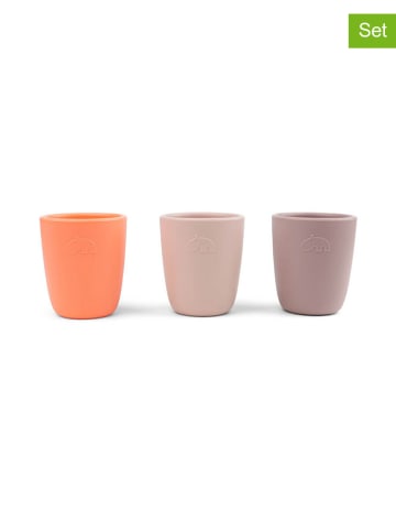 done by deer 3-delige set: siliconen drinkbekers taupe/oranje