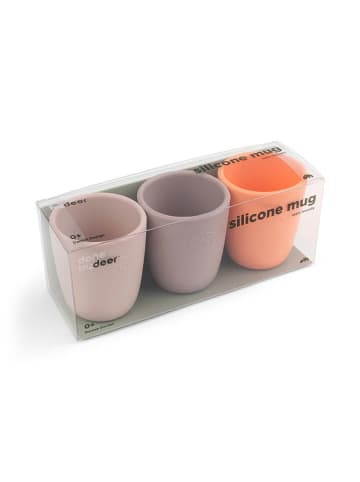 done by deer 3-delige set: siliconen drinkbekers taupe/oranje