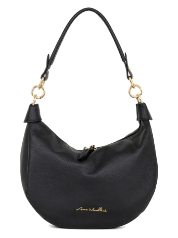 Anna Morellini Leder-Schultertasche "Fosca" in Schwarz - (B)29 x (H)23 x (T)10 cm
