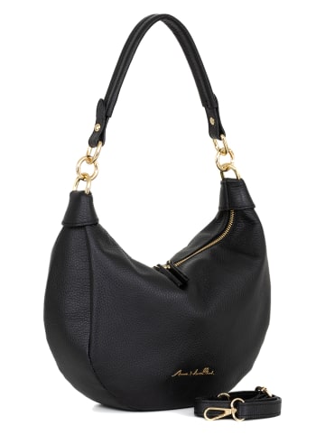 Anna Morellini Leder-Schultertasche "Fosca" in Schwarz - (B)29 x (H)23 x (T)10 cm