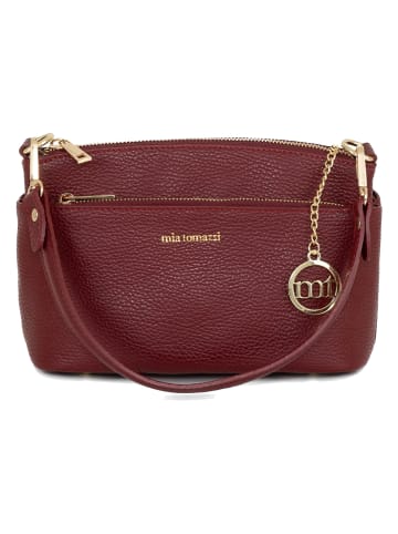 Mia Tomazzi Leder-Schultertasche "Bardolino" in Bordeaux - (B)25 x (H)17 x (T)13 cm