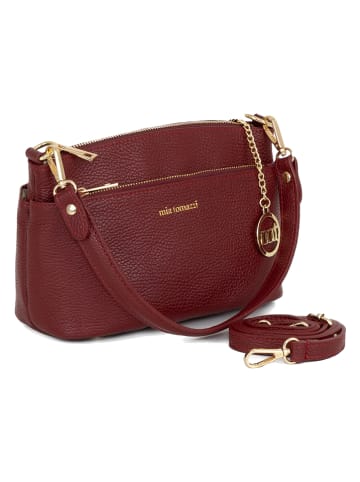 Mia Tomazzi Leder-Schultertasche "Bardolino" in Bordeaux - (B)25 x (H)17 x (T)13 cm