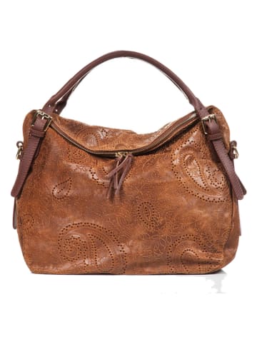 Lucca Baldi Leder-Henkeltasche "Cortona" in Braun - (B)40 x (H)36 x (T)26 cm