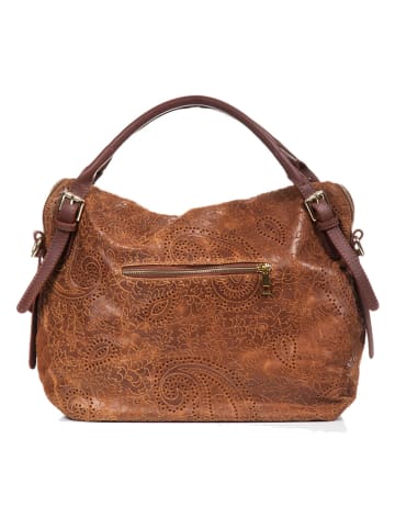 Lucca Baldi Leder-Henkeltasche "Cortona" in Braun - (B)40 x (H)36 x (T)26 cm
