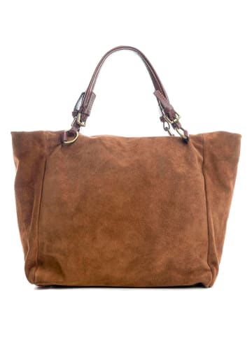 Lucca Baldi Leren handtas "Gimignano" camel - (B)50 x (H)45 x (D)20 cm