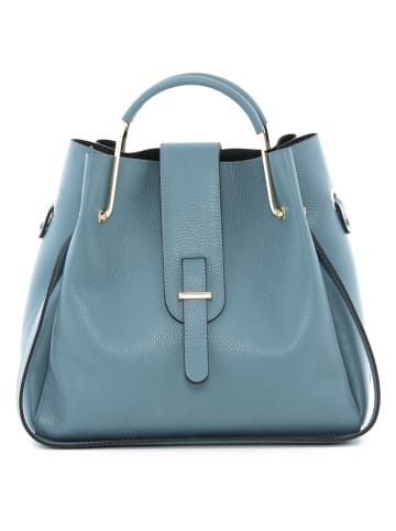 Lucca Baldi Leren handtas "Vinci" lichtblauw - (B)33 x (H)28 x (D)13 cm