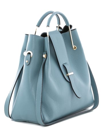 Lucca Baldi Leren handtas "Vinci" lichtblauw - (B)33 x (H)28 x (D)13 cm