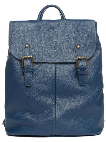 Lucca Baldi Leder-Rucksack "Montichiari" in Blau - (B)31 x (H)37 x (T)15 cm