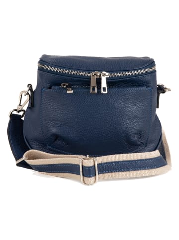 Lucca Baldi Leren schoudertas "Favara" donkerblauw - (B)24 x (H)19 x (D)7 cm