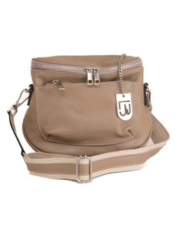 Lucca Baldi Leder-Umhängetasche "Favara" in Taupe - (B)24 x (H)19 x (T)7 cm