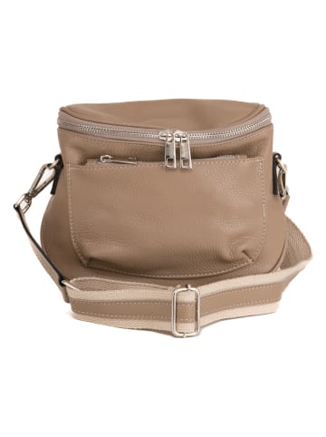 Lucca Baldi Leder-Umhängetasche "Favara" in Taupe - (B)24 x (H)19 x (T)7 cm