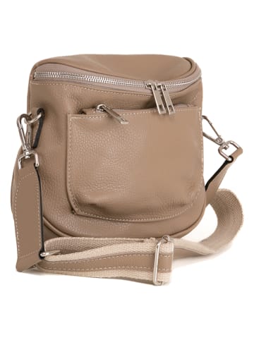 Lucca Baldi Leder-Umhängetasche "Favara" in Taupe - (B)24 x (H)19 x (T)7 cm