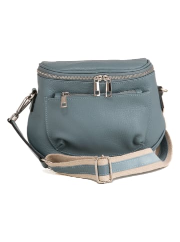 Lucca Baldi Leren schoudertas "Favara" lichtblauw - (B)24 x (H)19 x (D)7 cm