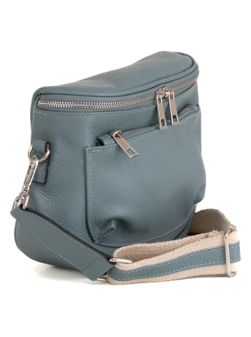 Lucca Baldi Leder-Umhängetasche "Favara" in Hellblau - (B)24 x (H)19 x (T)7 cm