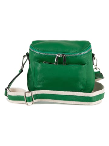 Lucca Baldi Leren schoudertas "Favara" groen - (B)24 x (H)19 x (D)7 cm