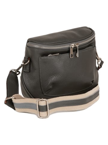 Lucca Baldi Leren schoudertas "Favara" antraciet - (B)24 x (H)19 x (D)7 cm