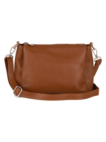 Lucca Baldi Leder-Umhängetasche "Melfi" in Camel - (B)26 x (H)19 x (T)9 cm