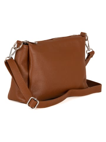 Lucca Baldi Leder-Umhängetasche "Melfi" in Camel - (B)26 x (H)19 x (T)9 cm