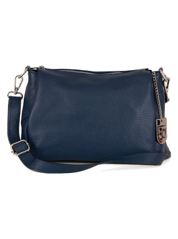 Lucca Baldi Leder-Umhängetasche "Melfi" in Dunkelblau - (B)26 x (H)19 x (T)9 cm