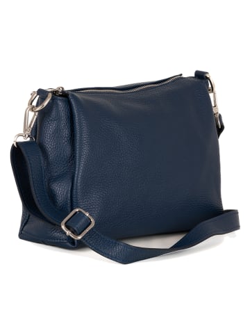 Lucca Baldi Leder-Umhängetasche "Melfi" in Dunkelblau - (B)26 x (H)19 x (T)9 cm