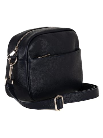 Lucca Baldi Leren schoudertas "Cascina" donkerblauw - (B)22 x (H)18 x (D)9 cm